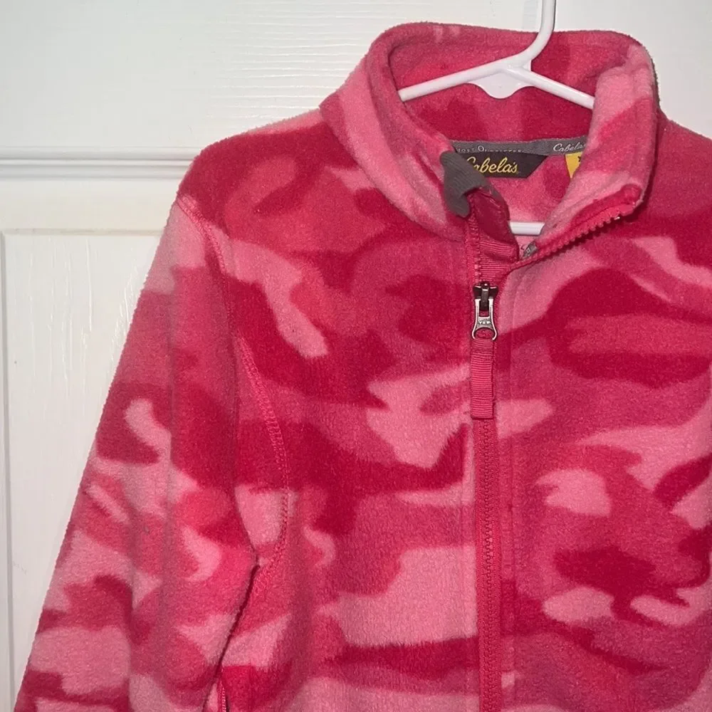 Cabela’s little girl youth XS 4/5 pink warm fleece Camo camouflage  jacket